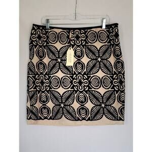 NWT Max Studio MSSP Beige Black Velvet A-Line Josephine Mini Skirt Size 12